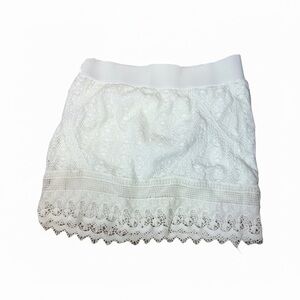 Active Seller! Boho American Eagle Off White Crochet Lace Festival Mini Skirt